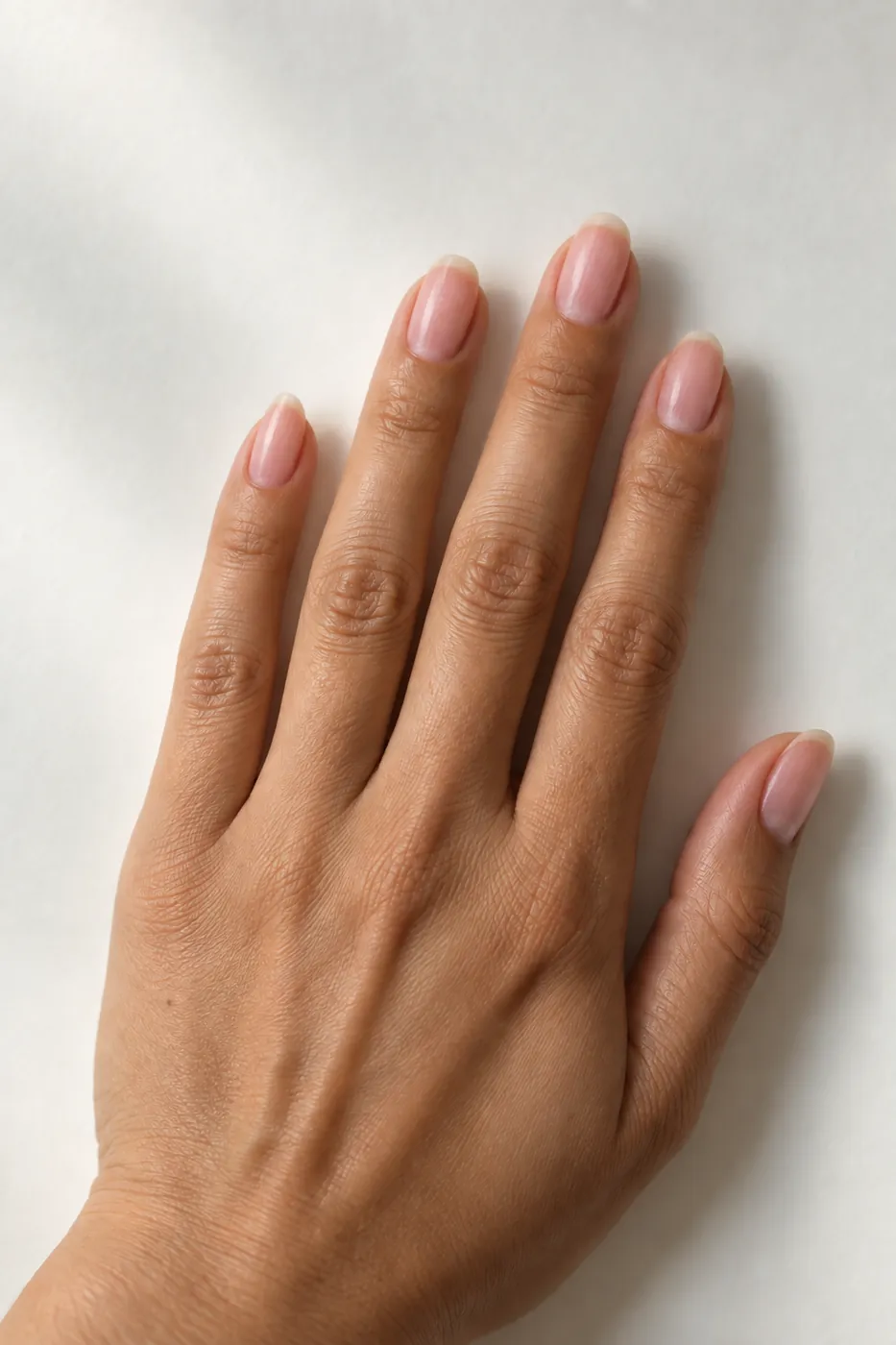 The same hand with bare nails